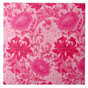 William Morris Chrysanthemums, Fuchsia Rosa Kakelplatta