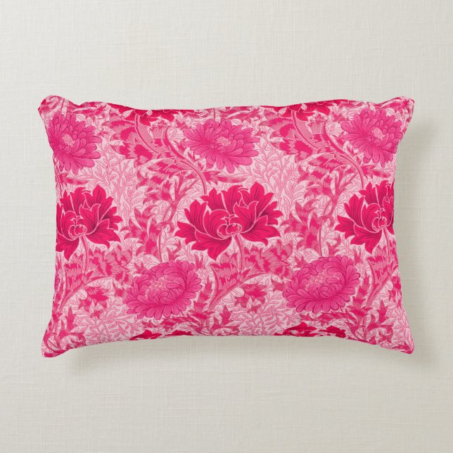 William Morris Chrysanthemums, Fuchsia Rosa Prydnadskudde (Framsidan)