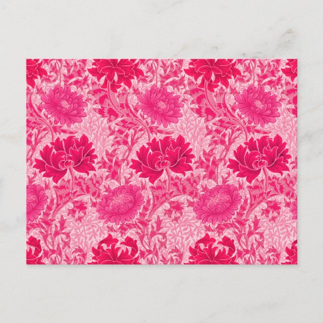 William Morris Chrysanthemums, Fuchsia Rosa Vykort (Framsida)