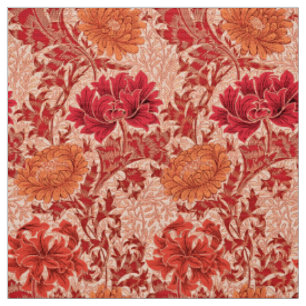 William Morris Chrysanthemums, korallorange Tyg