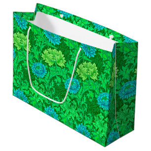 William Morris Chrysanthemums, Lime Green & Aqua