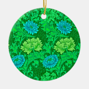 William Morris Chrysanthemums, Lime Green & Aqua C Julgransprydnad Keramik