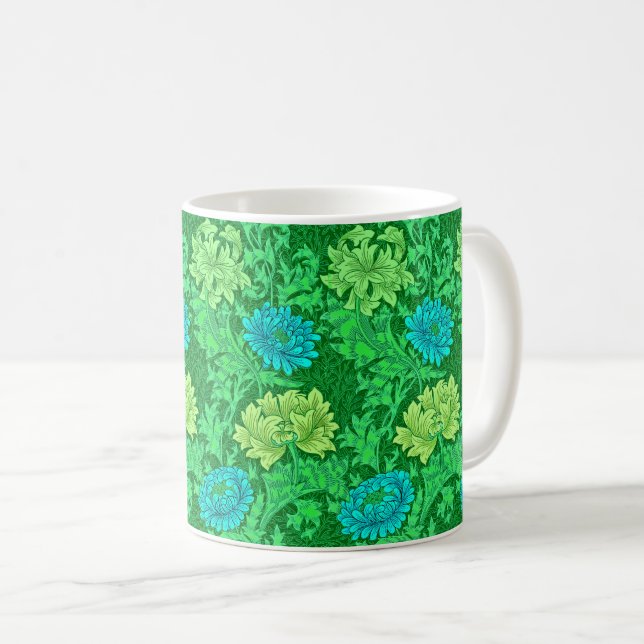 William Morris Chrysanthemums, Lime Green & Aqua Kaffemugg (Framsida höger)