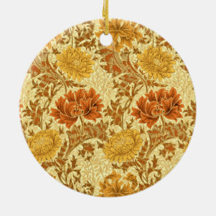 William Morris Chrysanthemums, Mustard Guld Julgransprydnad Keramik