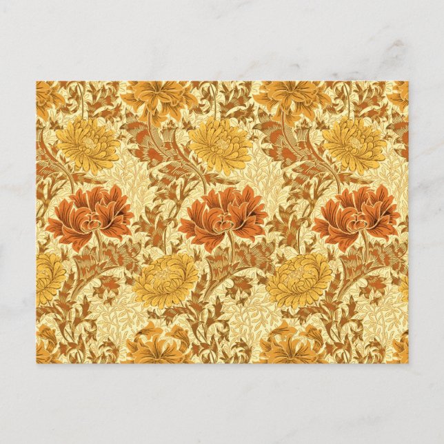 William Morris Chrysanthemums, Mustard Guld Vykort (Framsida)