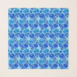 William Morris Chrysanthemums Shades of Denim Blue<br><div class="desc">Square scarf in a vintage William Morris,  Art nouveau,  blommigt print of stylized chrysanthemums,  digitally Enhanced and färgad,  in shades of denim blue and deep indigo on a light blue and white bakgrund</div>