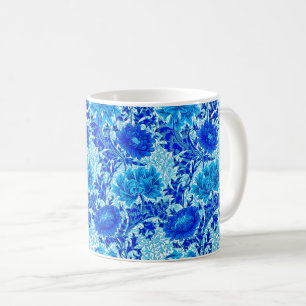 William Morris Chrysanthemums Shades of Denim Blue Kaffemugg
