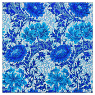 William Morris Chrysanthemums Shades of Denim Blue Tyg