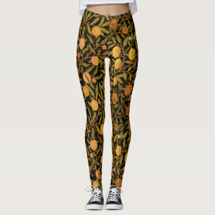 William Morris ~-citrus på svart damasker Leggings