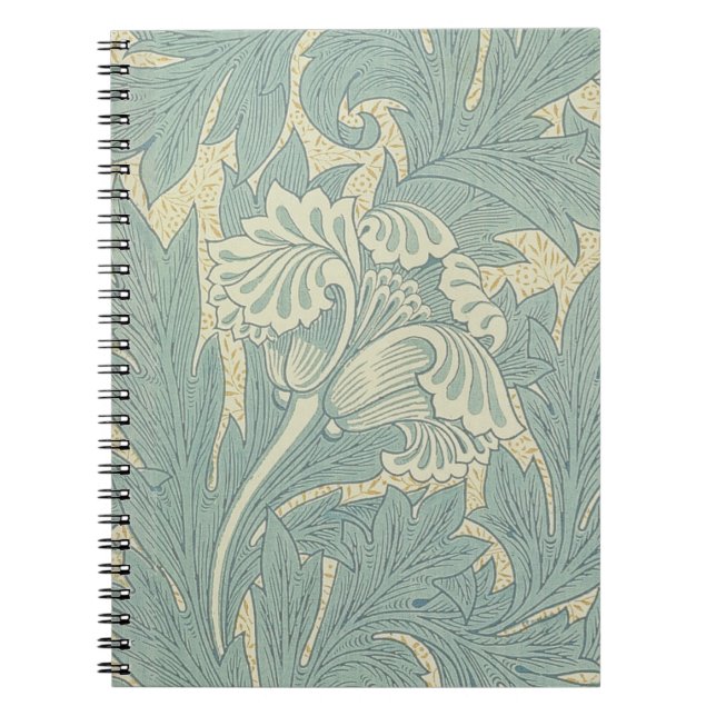 William Morris Classic Tulip Blue Blommigt Anteckningsbok Med Spiral (Framsidan)