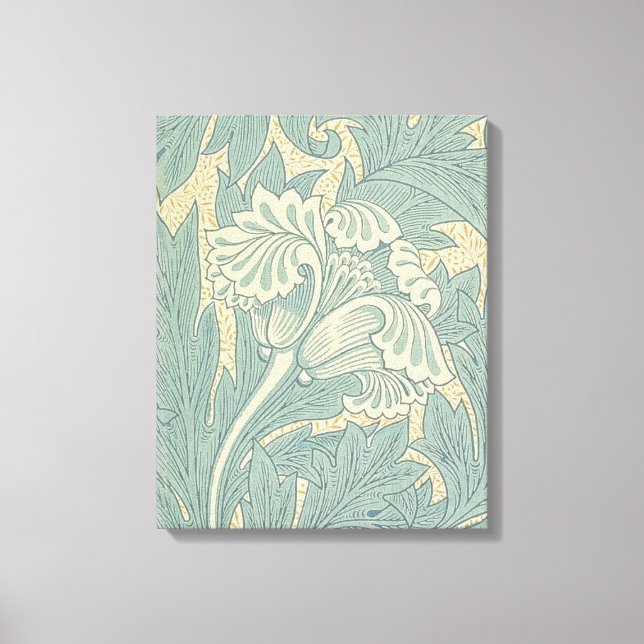 William Morris Classic Tulip Blue Blommigt Canvastryck (Framsida)