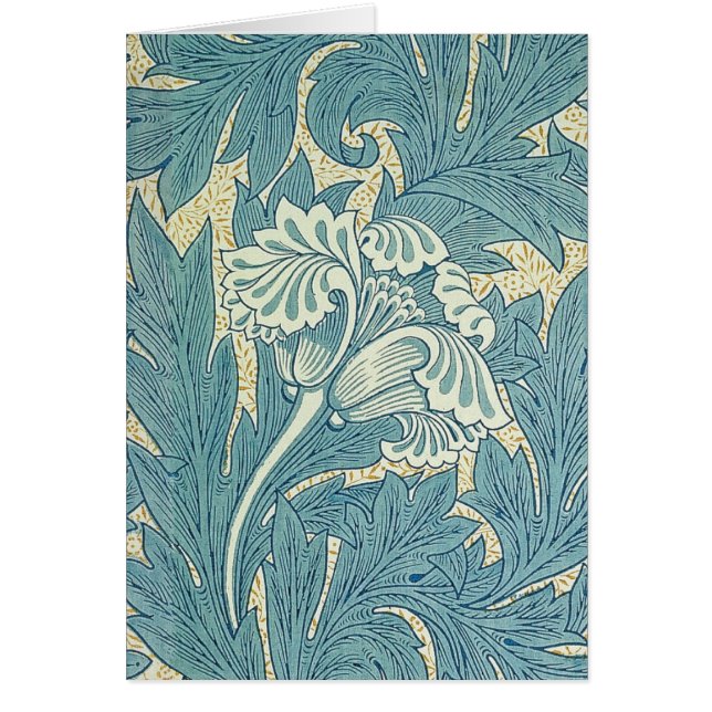 William Morris Classic Tulip Blue Blommigt Hälsningskort (Framsidan)