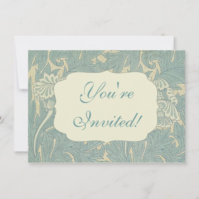 William Morris Classic Tulip Blue Blommigt Inbjudningar (Framsida)