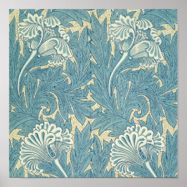 William Morris Classic Tulip Blue Blommigt Poster