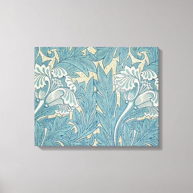 William Morris Classic Tulpan Blå Blommig Canvastryck (Framsida)