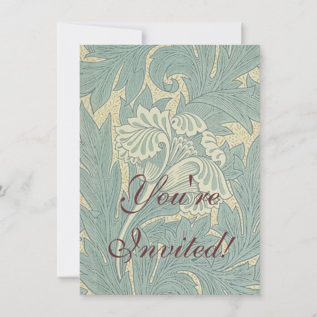 William Morris Classic Tulpan Blå Blommig Inbjudningar (Framsida)