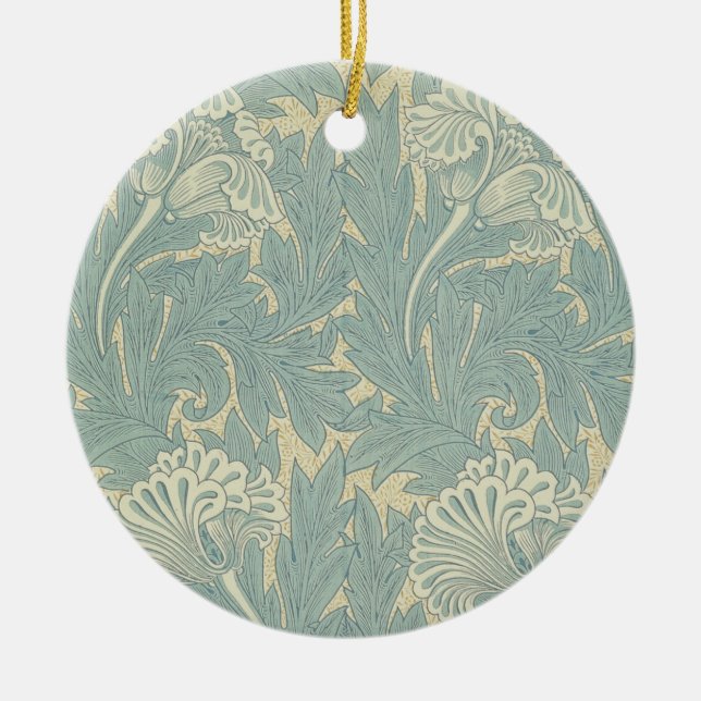 William Morris Classic Tulpan Blå Blommig Julgransprydnad Keramik (Framsidan)
