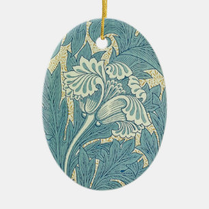 William Morris Classic Tulpan Blå Blommig Julgransprydnad Keramik