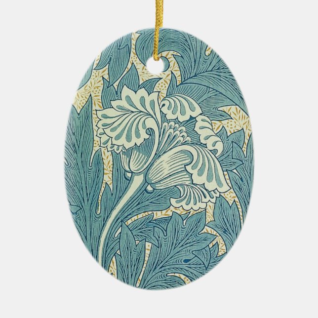 William Morris Classic Tulpan Blå Blommig Julgransprydnad Keramik (Framsidan)