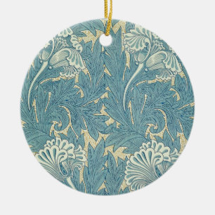 William Morris Classic Tulpan Blå Blommig Julgransprydnad Keramik