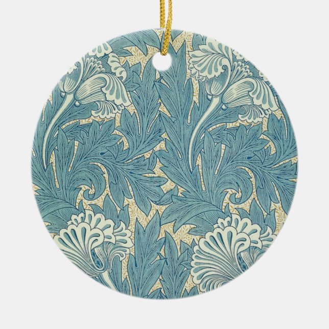 William Morris Classic Tulpan Blå Blommig Julgransprydnad Keramik (Framsidan)