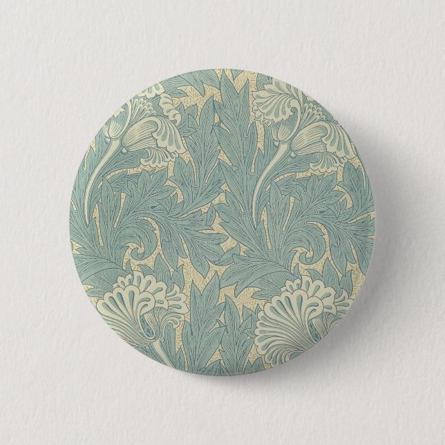 William Morris Classic Tulpan Blå Blommig Knapp (Framsida)