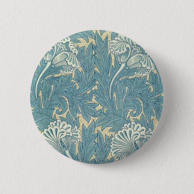 William Morris Classic Tulpan Blå Blommig Knapp (Framsida)