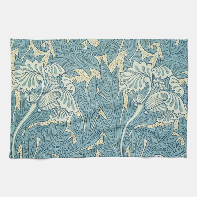 William Morris Classic Tulpan Blå Blommig Kökshandduk (Horisontell)
