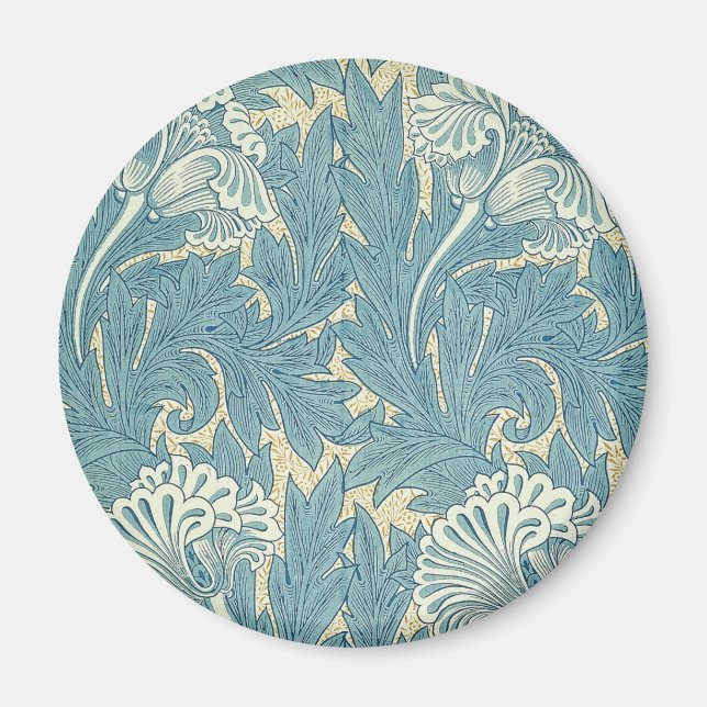 William Morris Classic Tulpan Blå Blommig Magnet (Framsidan)