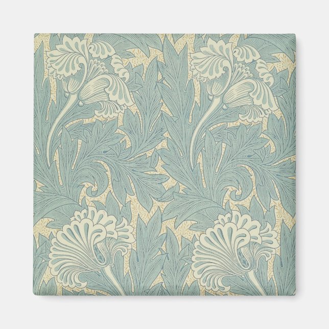 William Morris Classic Tulpan Blå Blommig Magnet (Framsidan)