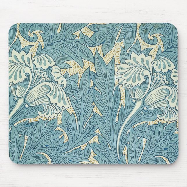 William Morris Classic Tulpan Blå Blommig Musmatta (Framsidan)