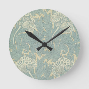 William Morris Classic Tulpan Blå Blommig Rund Klocka