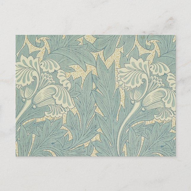William Morris Classic Tulpan Blå Blommig Vykort (Framsida)