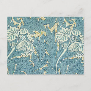 William Morris Classic Tulpan Blå Blommig Vykort