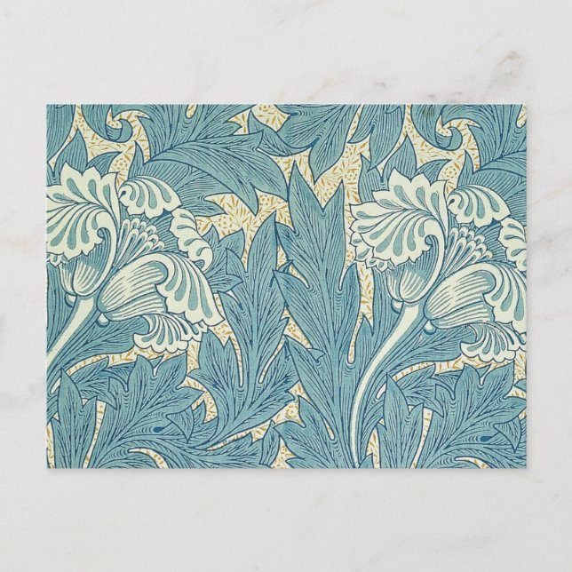 William Morris Classic Tulpan Blå Blommig Vykort (Framsida)