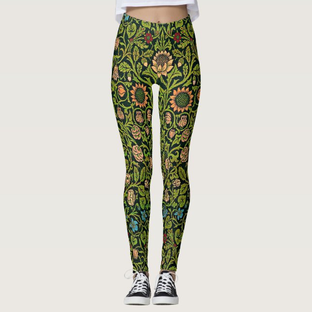 William Morris - Columbine, dark green, Case-Mate Leggings (Framsida)