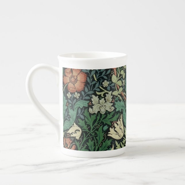 William Morris Compton blom- art nouveaumönster Benporslin Mugg (Vänster)