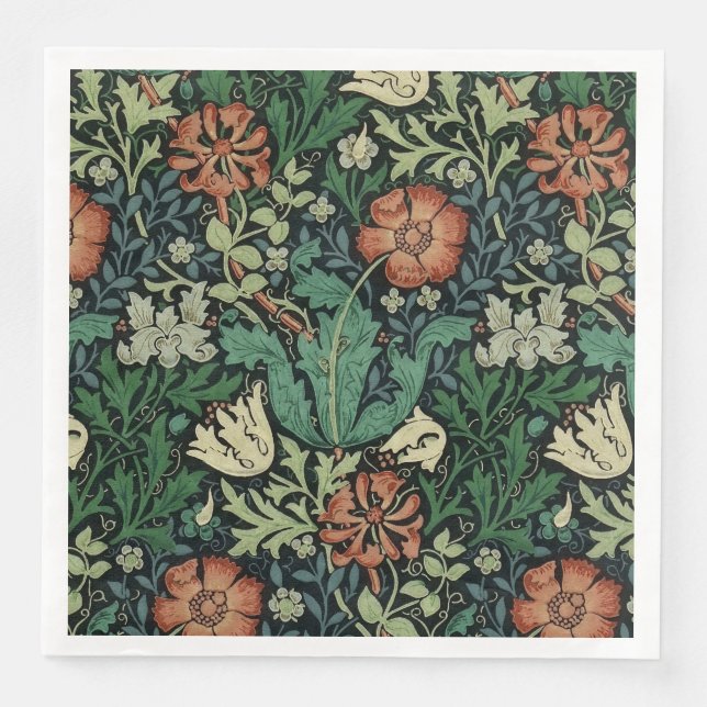 William Morris Compton blom- art nouveaumönster Pappersservett (Framsida)