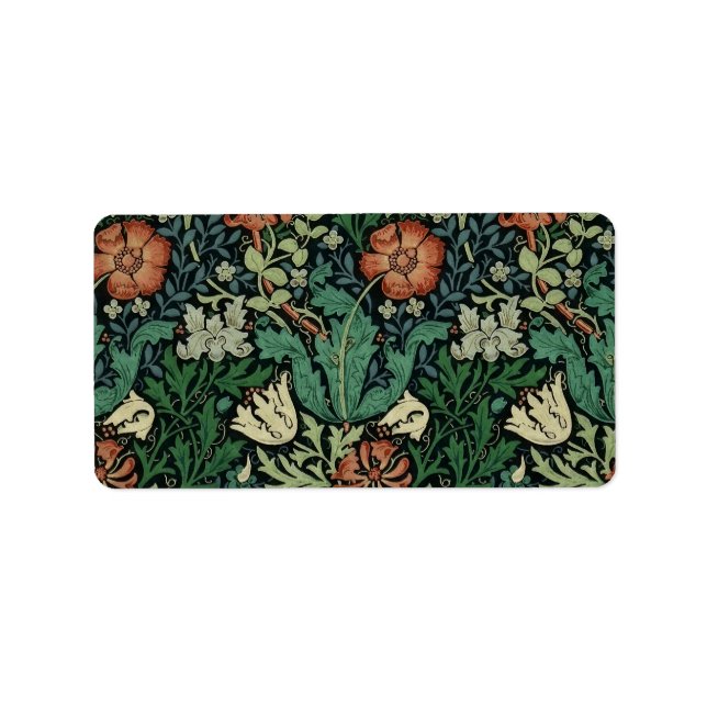 William Morris Compton Blommigt Art nouveau Mönste Adressetikett (Framsidan)