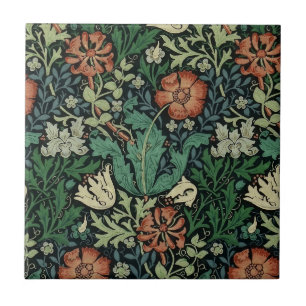 William Morris Compton Blommigt Art nouveau Mönste Kakelplatta