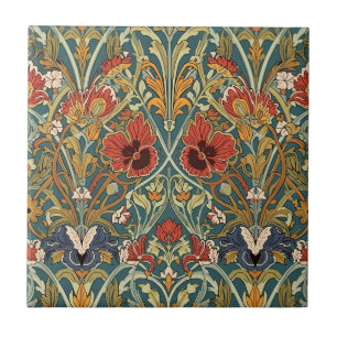 William Morris Compton Blommigt Art nouveau Mönste Kakelplatta