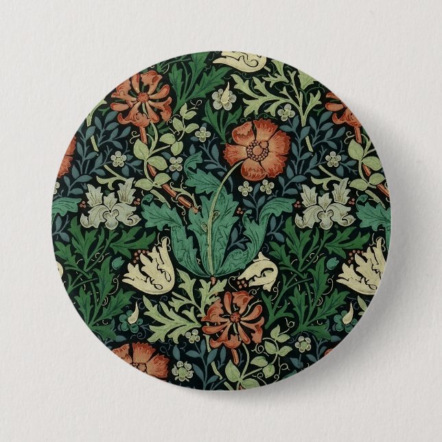 William Morris Compton Blommigt Art nouveau Mönste Knapp (Framsida)