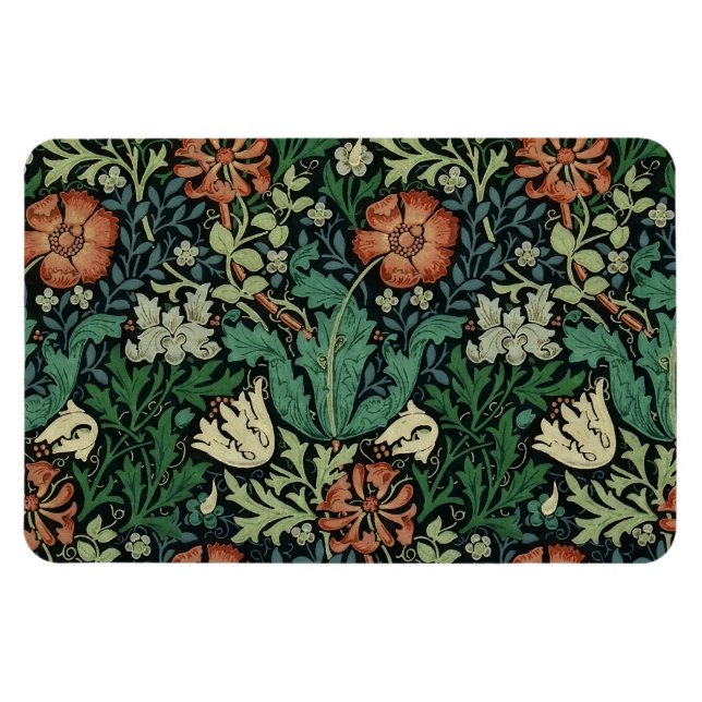 William Morris Compton Blommigt Art nouveau Mönste Magnet (Horisontell)