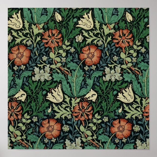 William Morris Compton Blommigt Art nouveau Mönste Poster (Framsidan)