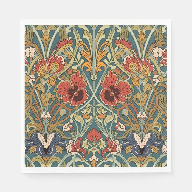 William Morris Compton Floral Art Nouveau-mönster Pappersservett (Framsidan)