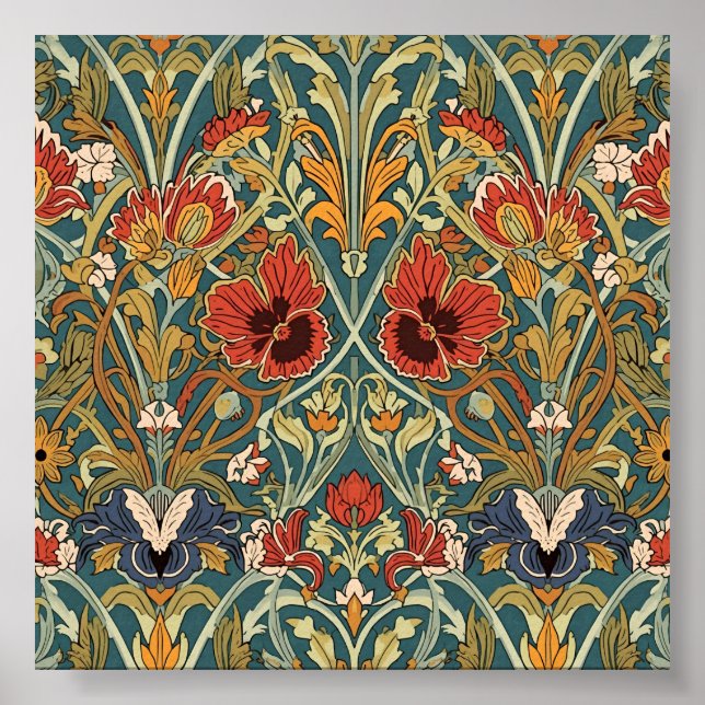 William Morris Compton Floral Art Nouveau-mönster Poster (Framsidan)