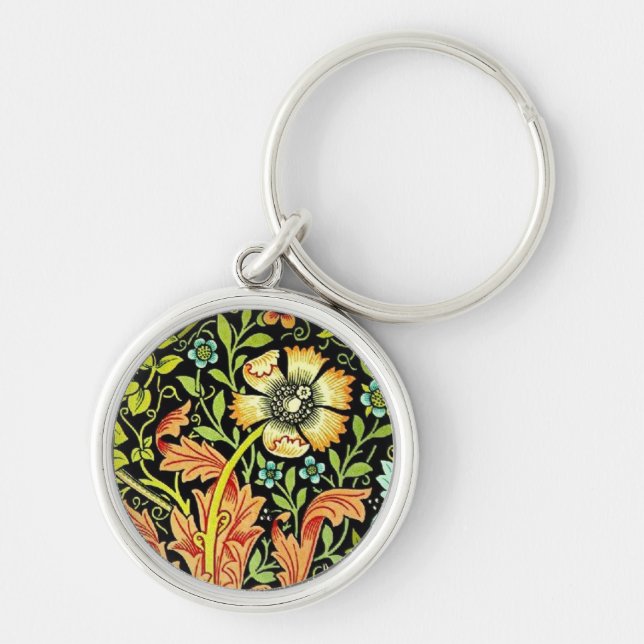 William Morris Compton Rund Silverfärgad Nyckelring (Framsidan)