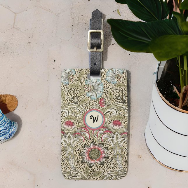 William Morris Corncockle Cream Ro with Initial Bagagebricka (Skapare uppladdad)