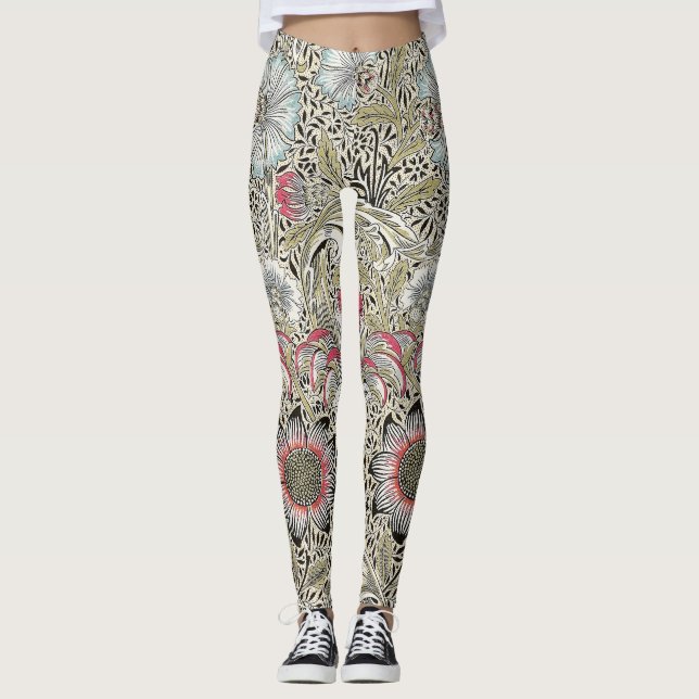 William Morris Corncockle tapet blommigt Leggings (Framsida)