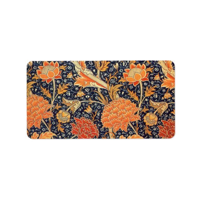 William Morris Cray Blommigt Art nouveau Mönster Adressetikett (Framsidan)